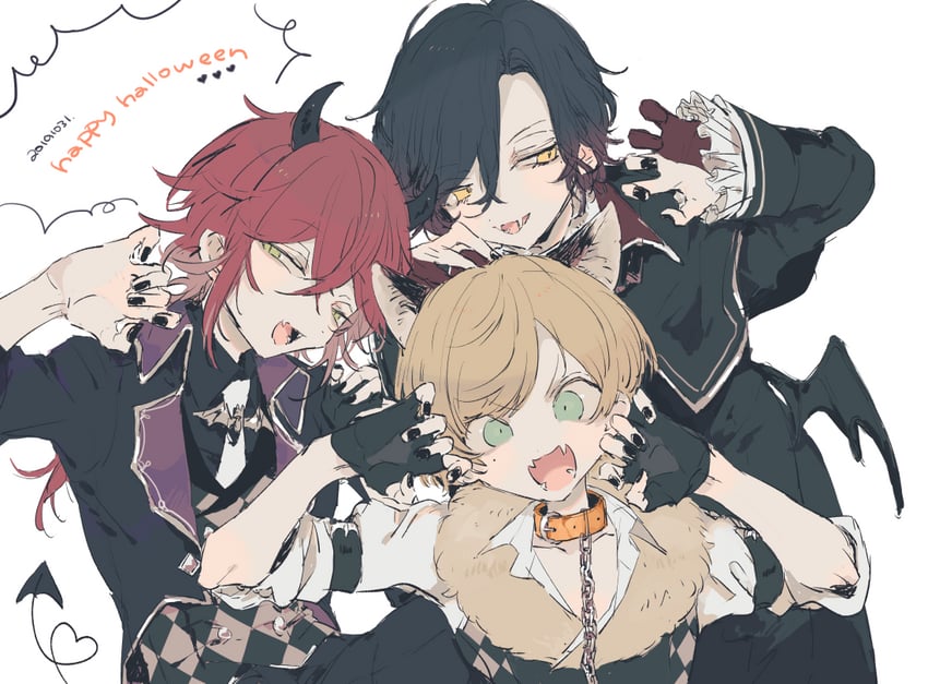 miki nozomu, tsubaki seito, and yagami soma (dankira!!!) drawn by sneezecoon