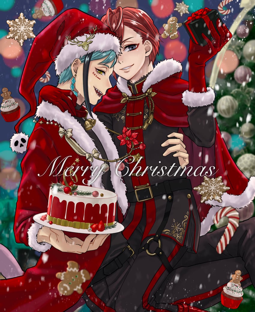 floyd leech and riddle rosehearts (twisted wonderland) drawn by ukichan12011