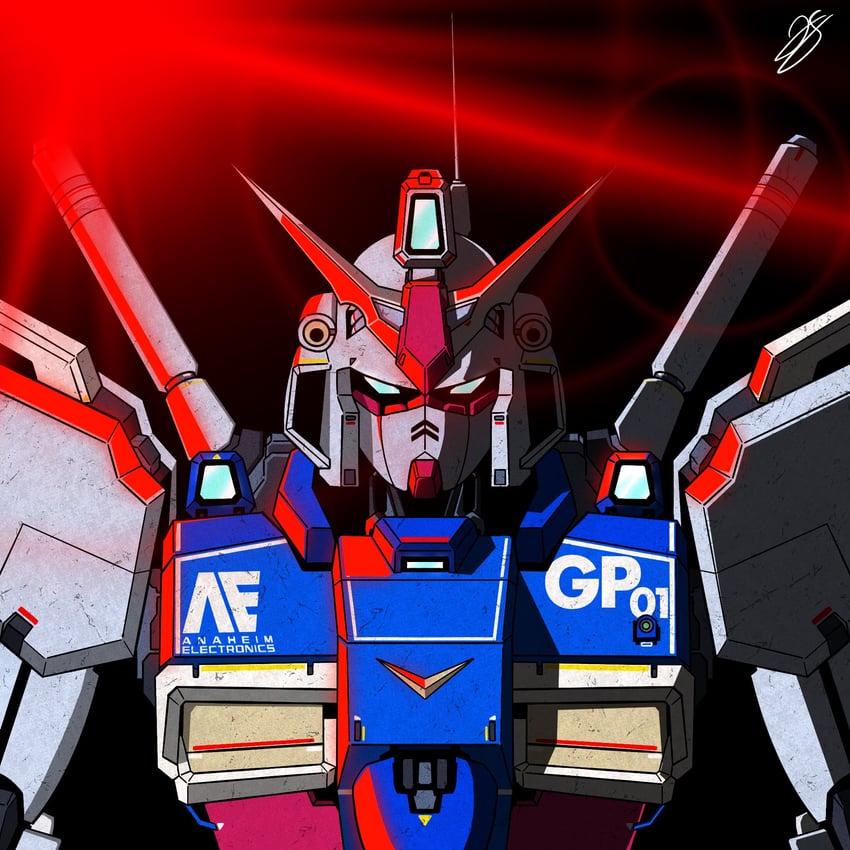 gundam gp-01 zephyranthes (gundam and 1 more) drawn by zjeorno