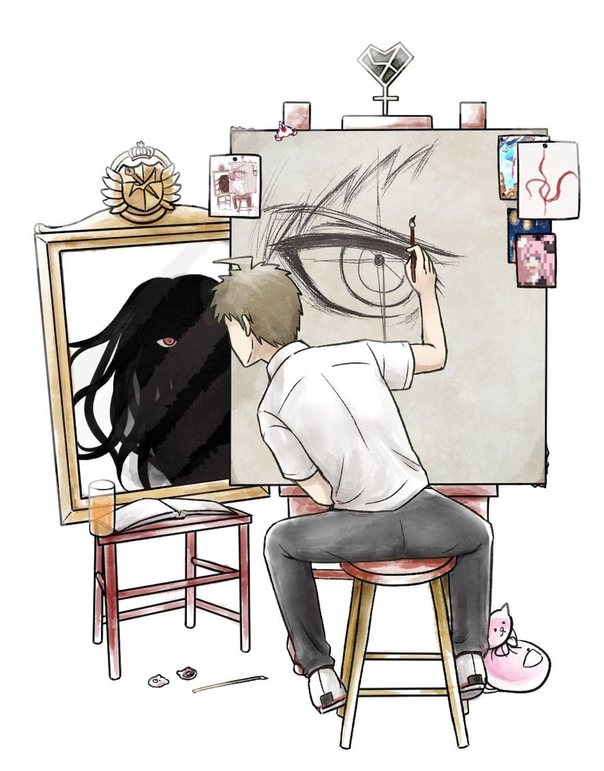 hinata hajime, enoshima junko, and kamukura izuru (danganronpa and 4 more) drawn by kmnm_1403