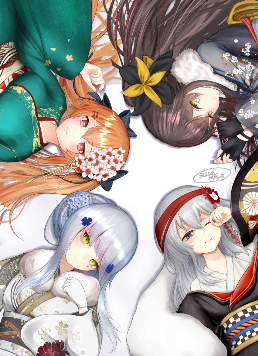 hk416, ump45, ump9, and g11 (girls' frontline) drawn by guchagucha