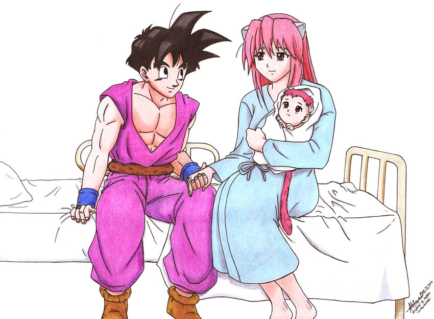 son gohan and lucy (dragon ball and 2 more) drawn by hirokada
