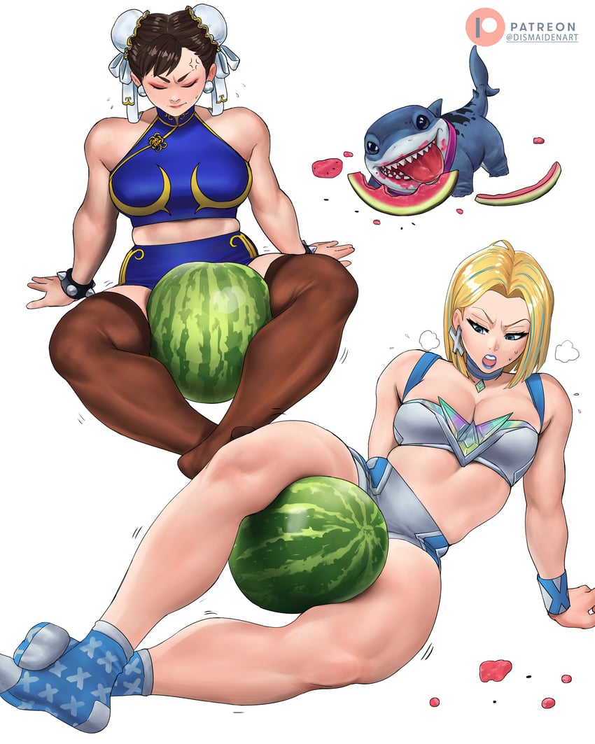 chun-li, emma frost, and jeff the land shark (street fighter and 4 more) drawn by dismaiden