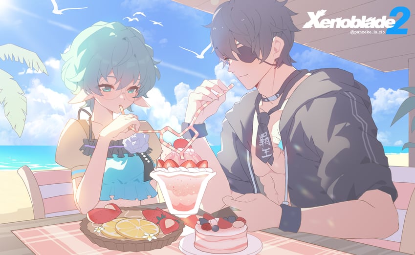 pandoria and zeke von genbu (xenoblade chronicles and 1 more) drawn by toki0830