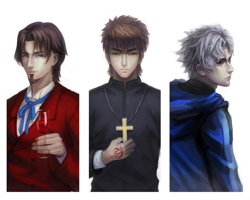 kotomine kirei, matou kariya, and tohsaka tokiomi (fate and 1 more) drawn by mahou_kyuuri