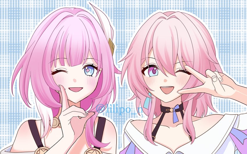 march 7th and cyrene (honkai and 1 more) drawn by lilipon