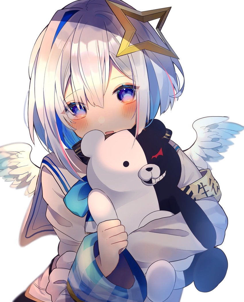 amane kanata and monokuma (hololive and 1 more) drawn by chikuwa_(tikuwaumai_)