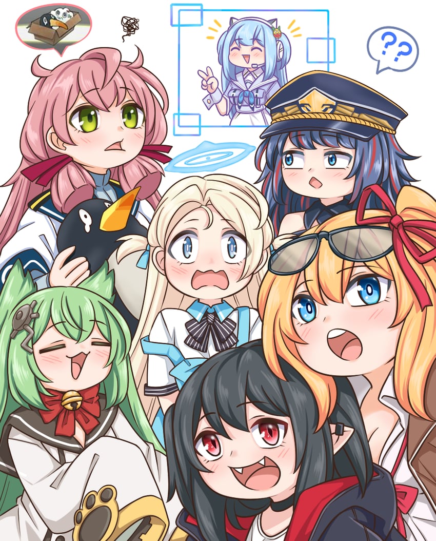 failure penguin, akashi, miss cloud, kalina, sora, and 3 more (kantai collection and 7 more) drawn by guin_guin