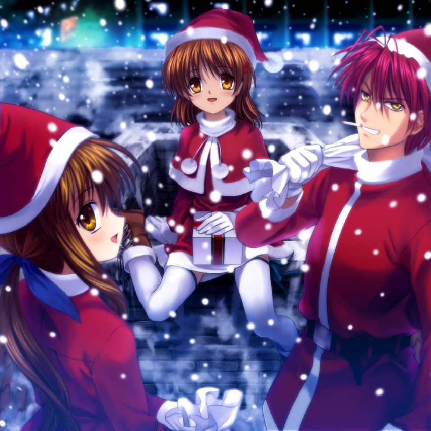 furukawa nagisa, furukawa sanae, and furukawa akio (clannad) drawn by mutsuki_(moonknives)