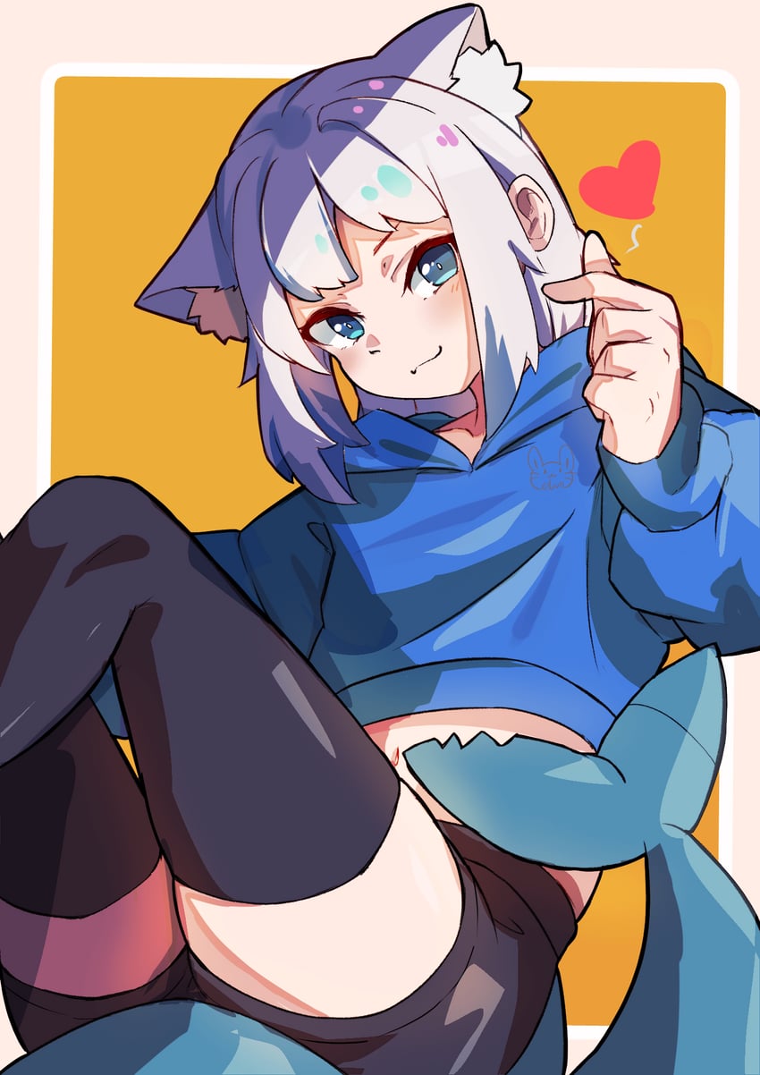 gawr gura (hololive and 1 more) drawn by elun_(elun_00)