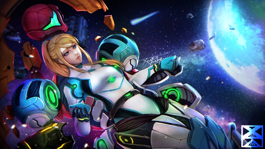 samus aran (metroid and 1 more) drawn by xuuikie_ashe