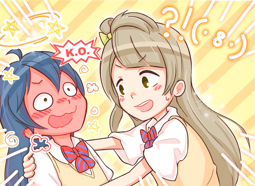 sonoda umi and minami kotori (love live! and 1 more) drawn by friedbun