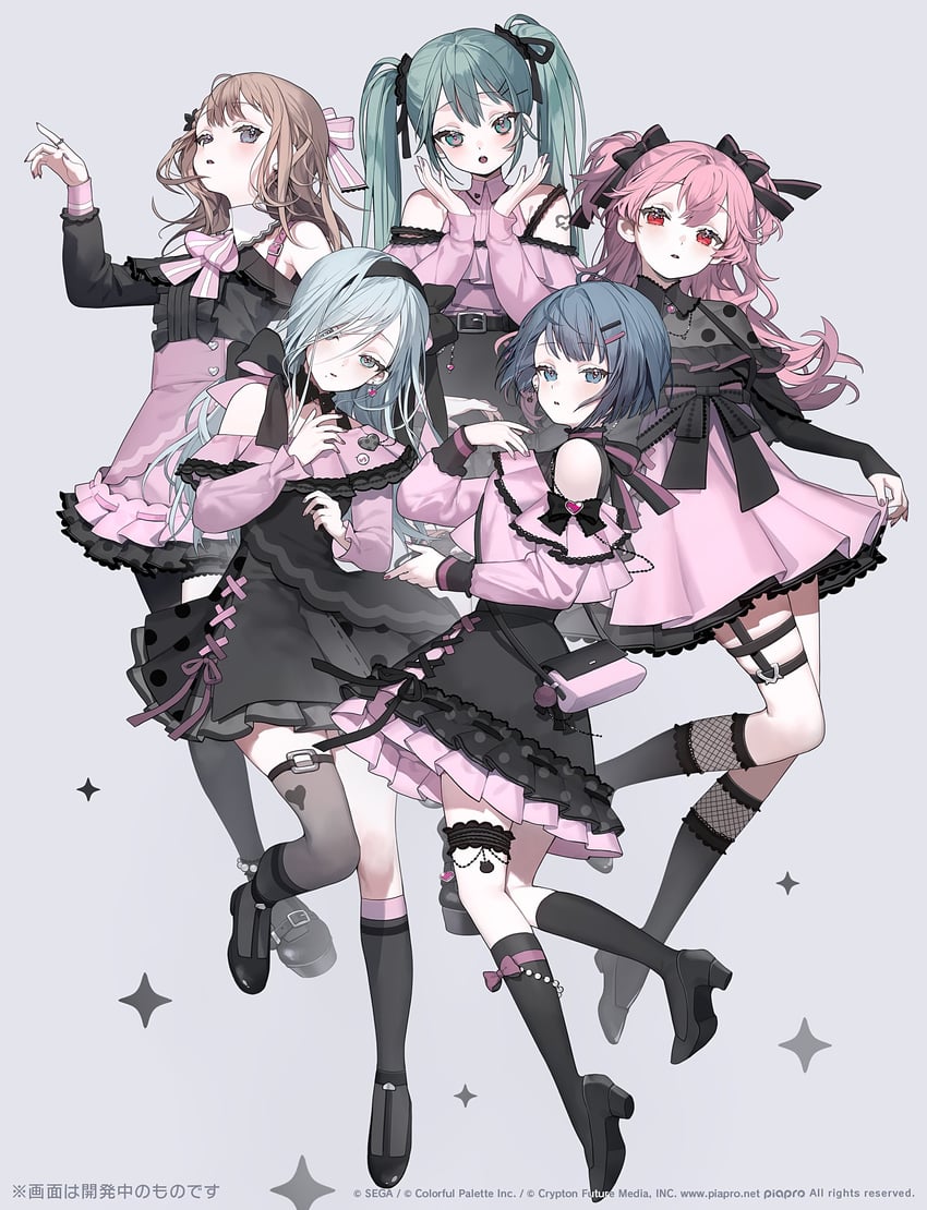 hatsune miku, hanasato minori, kiritani haruka, momoi airi, and hinomori shizuku (vocaloid and 1 more) drawn by karo_(karohroka)