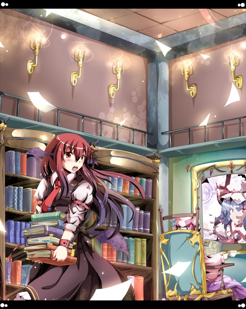 remilia scarlet, patchouli knowledge, and koakuma (touhou) drawn by shino_(moment)