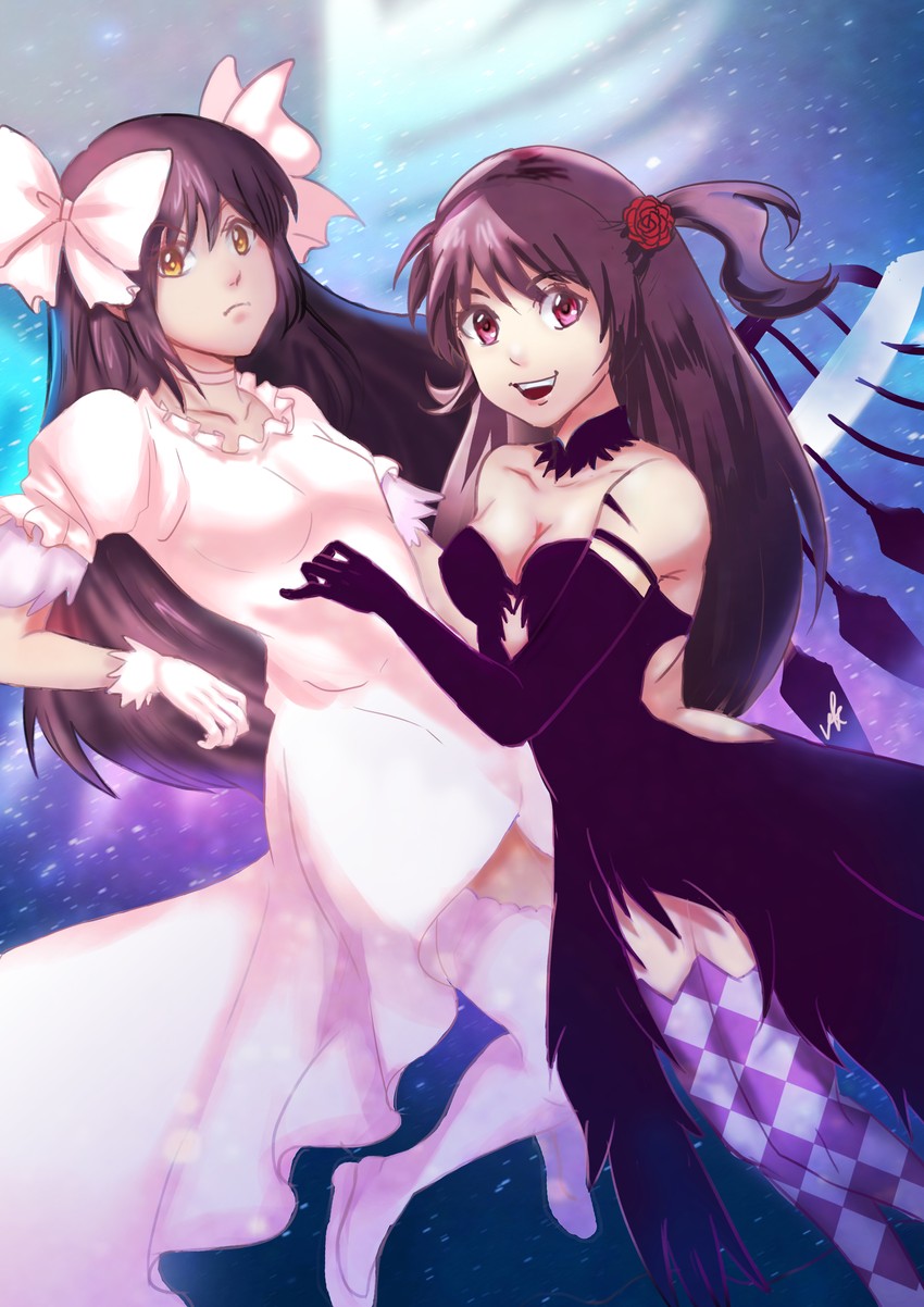 akemi homura, kaname madoka, ultimate madoka, akuma homura, hirano shin, and 1 more (mahou shoujo madoka magica and 2 more) drawn by vokbink