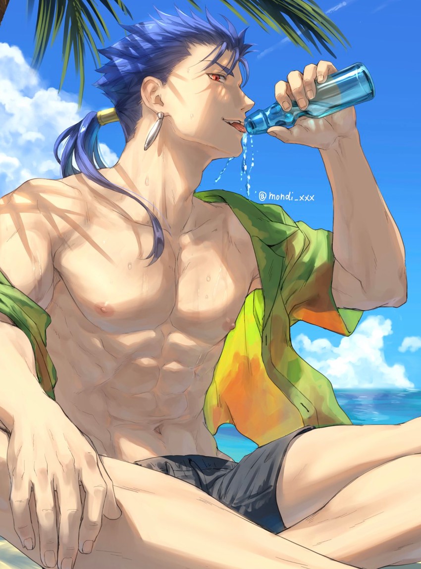 cu chulainn (fate and 2 more) drawn by mondi_hl
