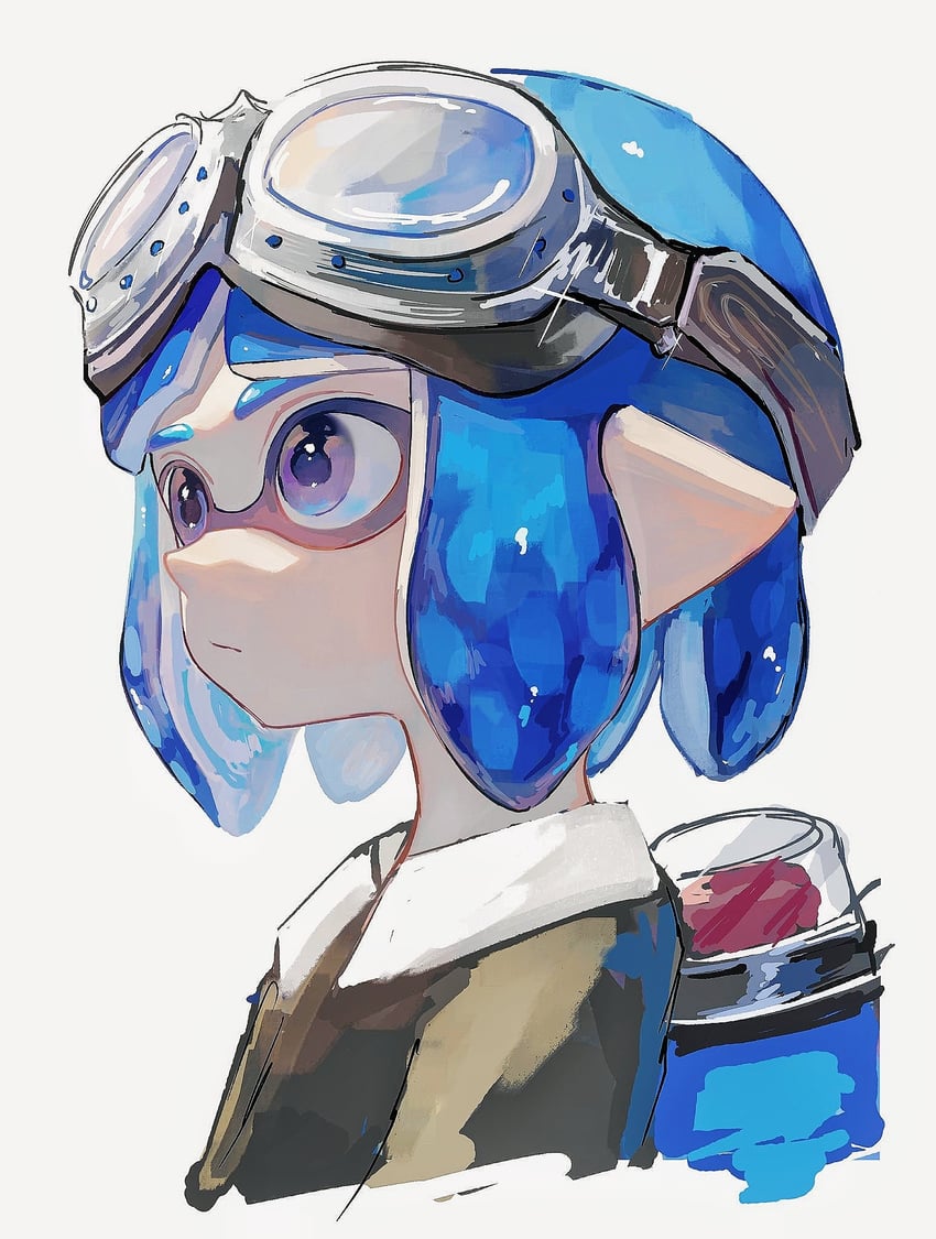 inkling player character and inkling girl (splatoon) drawn by kodak_painter