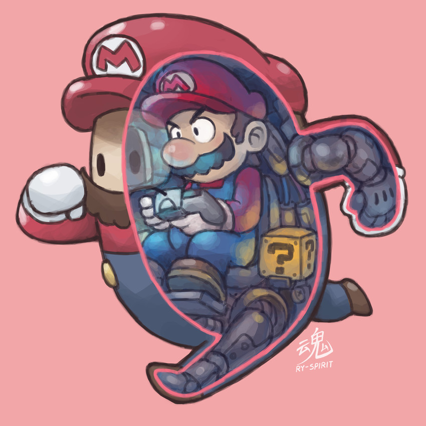 mario and fall guy (mario and 1 more) drawn by ry-spirit