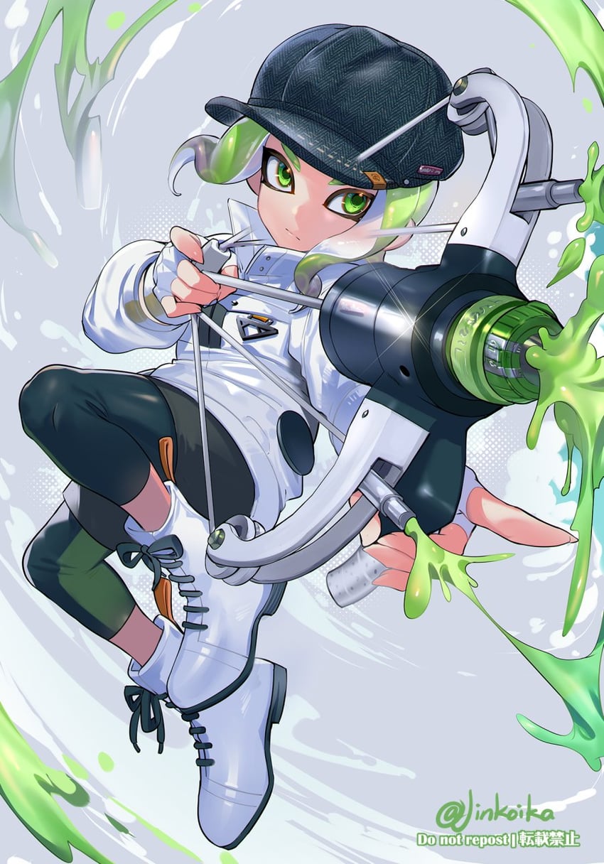 octoling player character and octoling girl (splatoon and 1 more) drawn by jinkoika