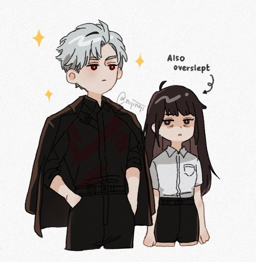 protagonist and sylus (love and deepspace) drawn by nijinoji