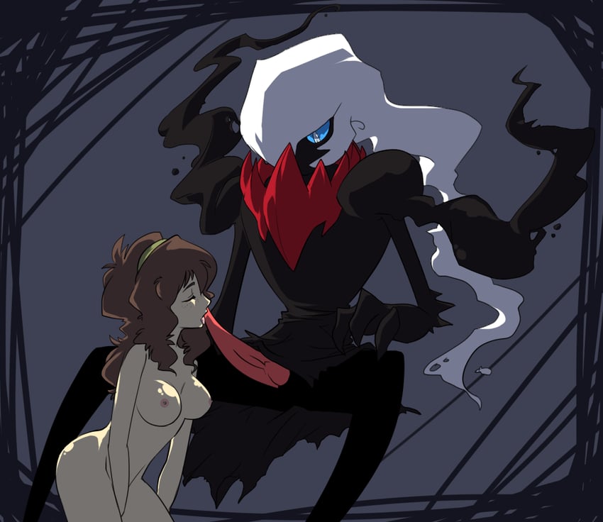 hilda and darkrai (pokemon and 1 more) drawn by greasyhyena