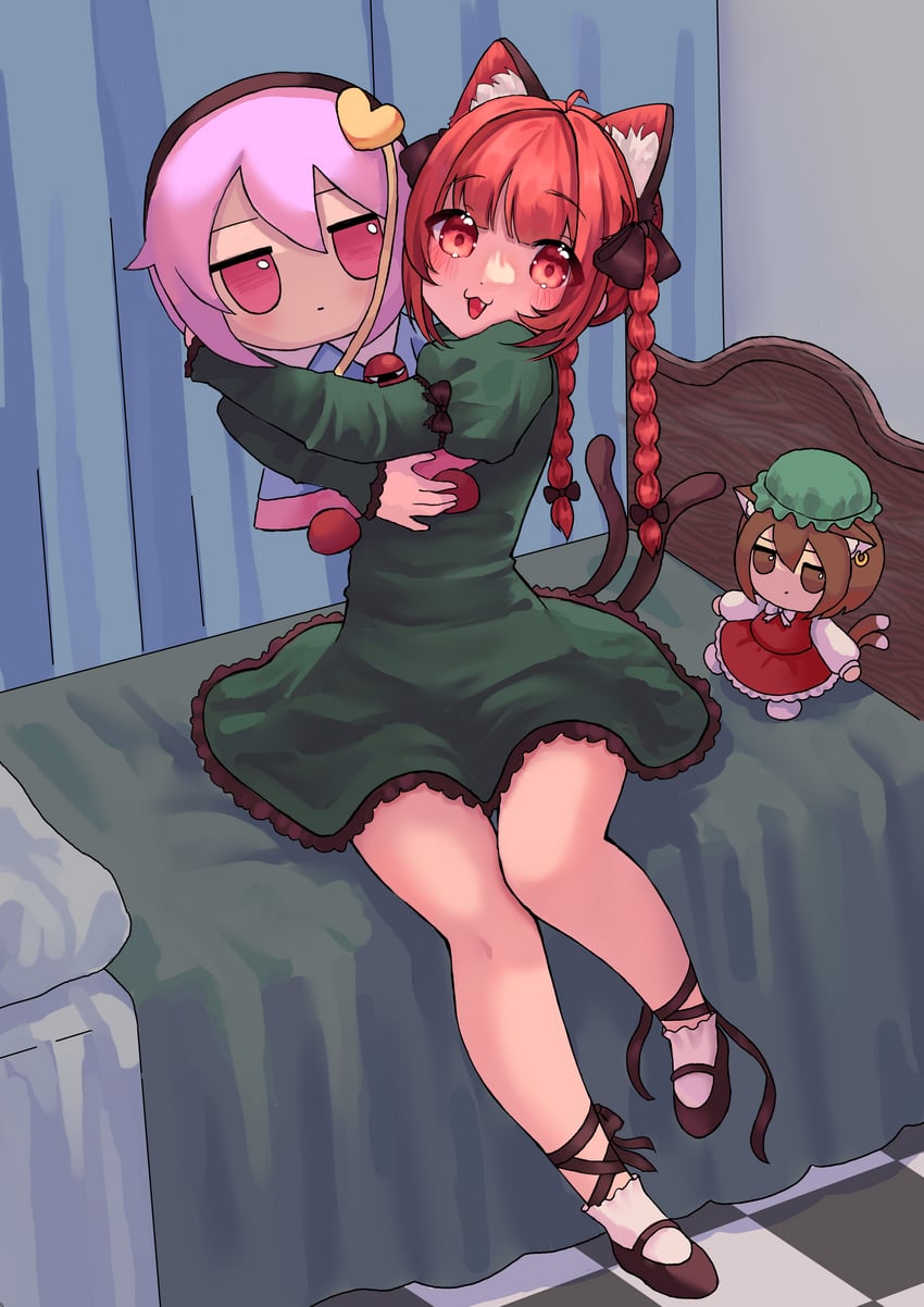 komeiji satori, kaenbyou rin, and chen (touhou) drawn by cuwy