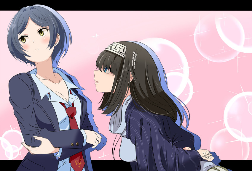 sagisawa fumika and hayami kanade (idolmaster and 1 more) drawn by okuba