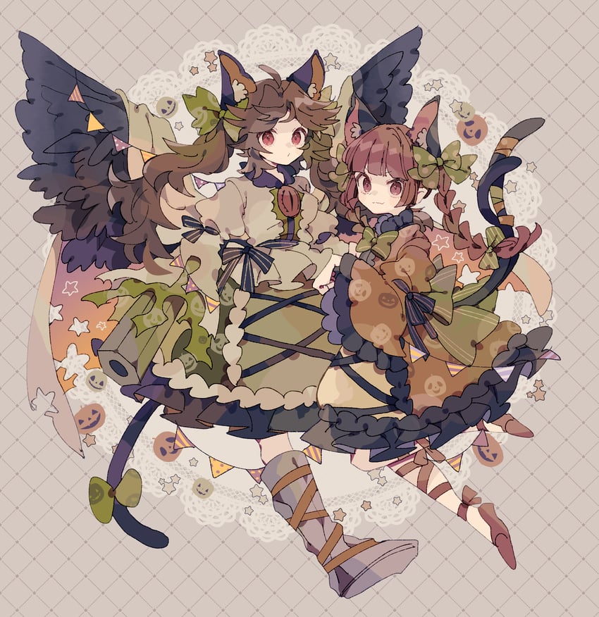 kaenbyou rin and reiuji utsuho (touhou) drawn by nikorashi-ka