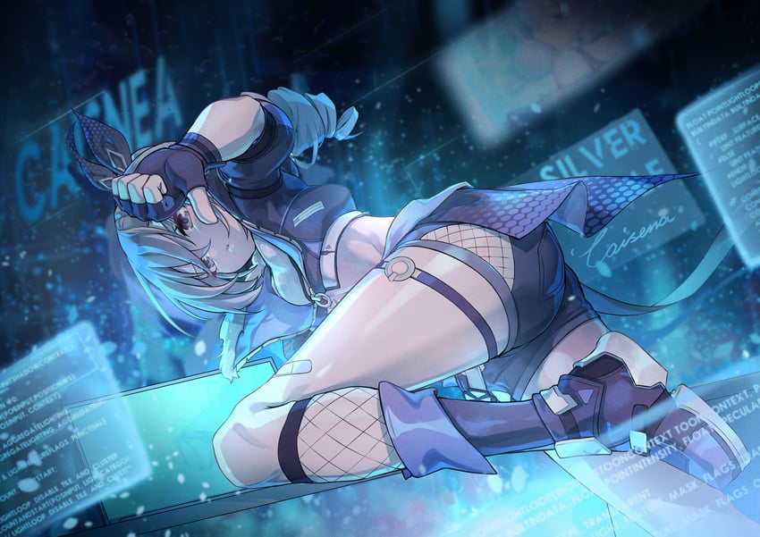 silver wolf (honkai and 1 more) drawn by caisena