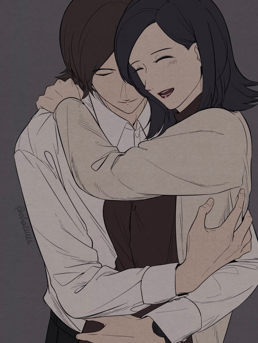 suou tatsuya and amano maya (persona and 1 more) drawn by challlllk