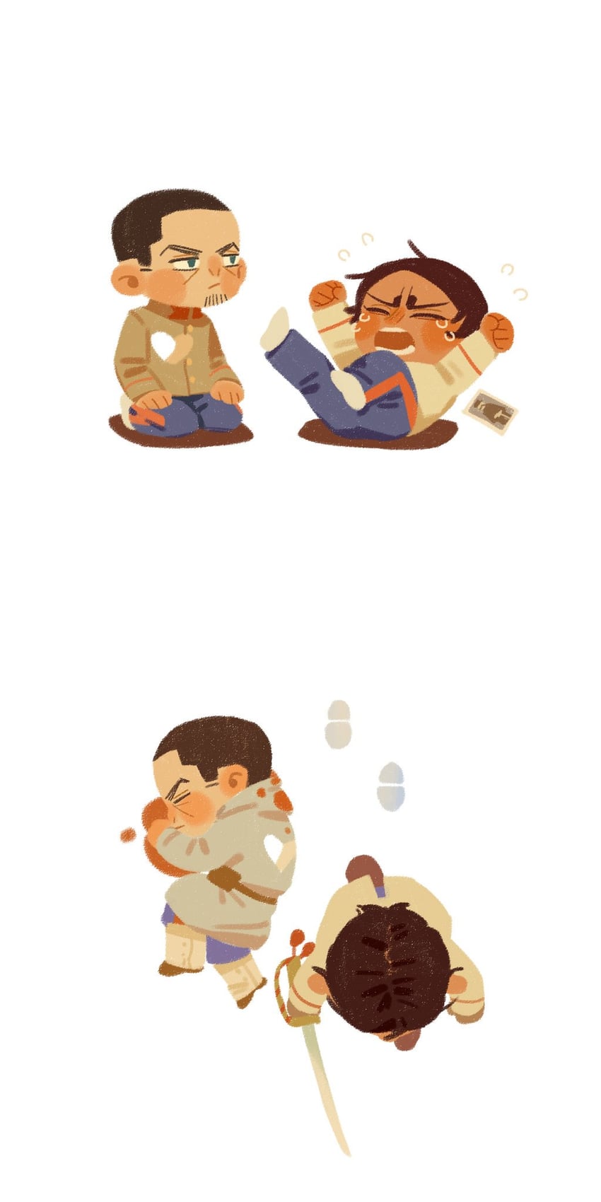 tsukishima hajime, koito otonoshin, and tsurumi tokushirou (golden kamuy) drawn by chengongzi123