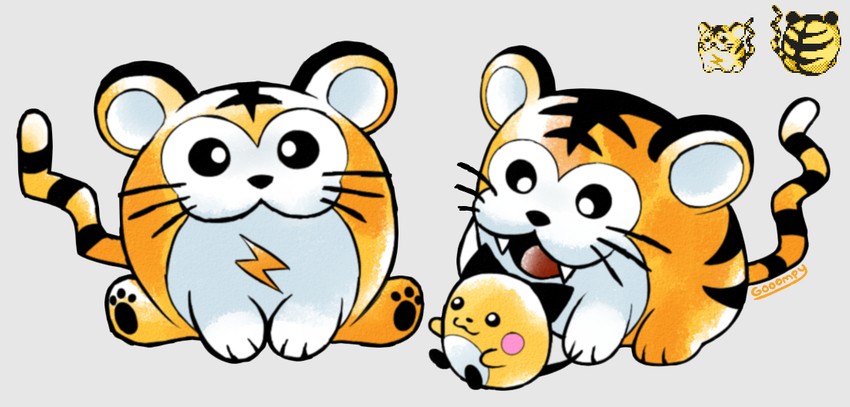 pichu and kotora (pokemon and 1 more) drawn by gooompy