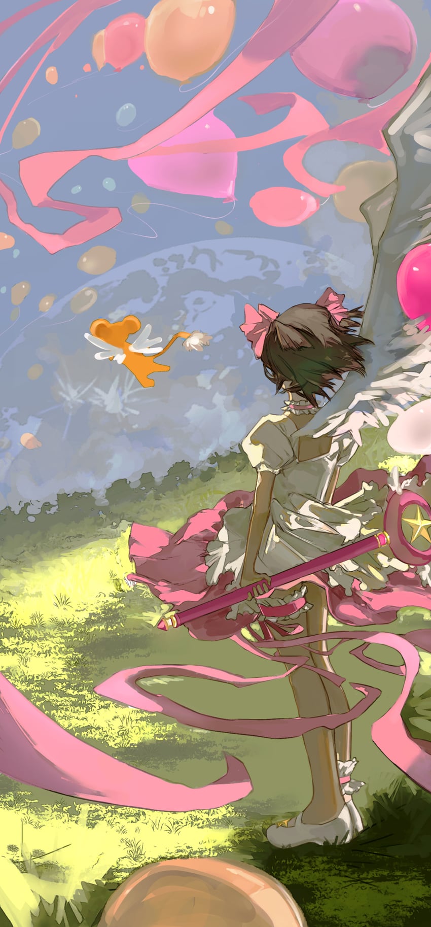 kinomoto sakura and kero (cardcaptor sakura) drawn by shru_(ss_sl99)