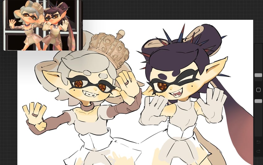 callie and marie (splatoon and 1 more) drawn by yabi_(akfkzkcl)