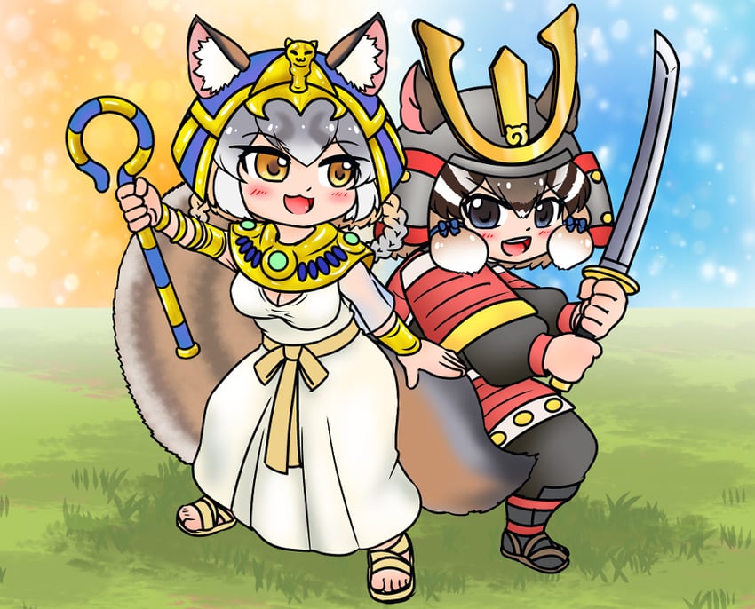 island fox and siberian chipmunk (kemono friends and 2 more) drawn by edamamezooooo