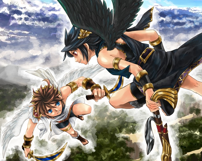 pit and dark pit (kid icarus and 1 more) drawn by karasuma_pink