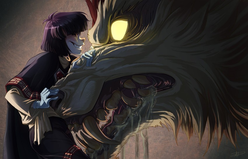 xelloss and greater beast zellas metallium (slayers) drawn by pupukachoo