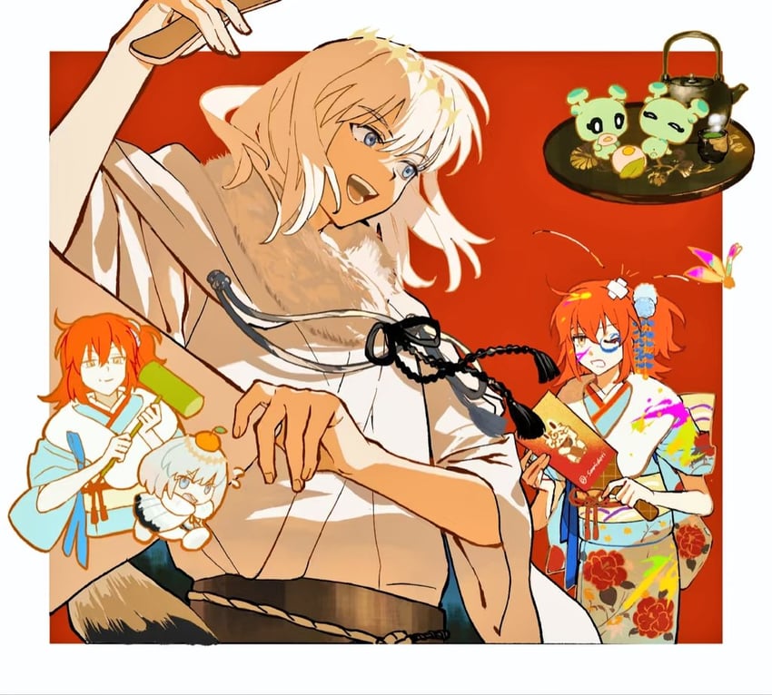 fujimaru ritsuka, oberon, and con (fate and 1 more) drawn by liarrrrr2