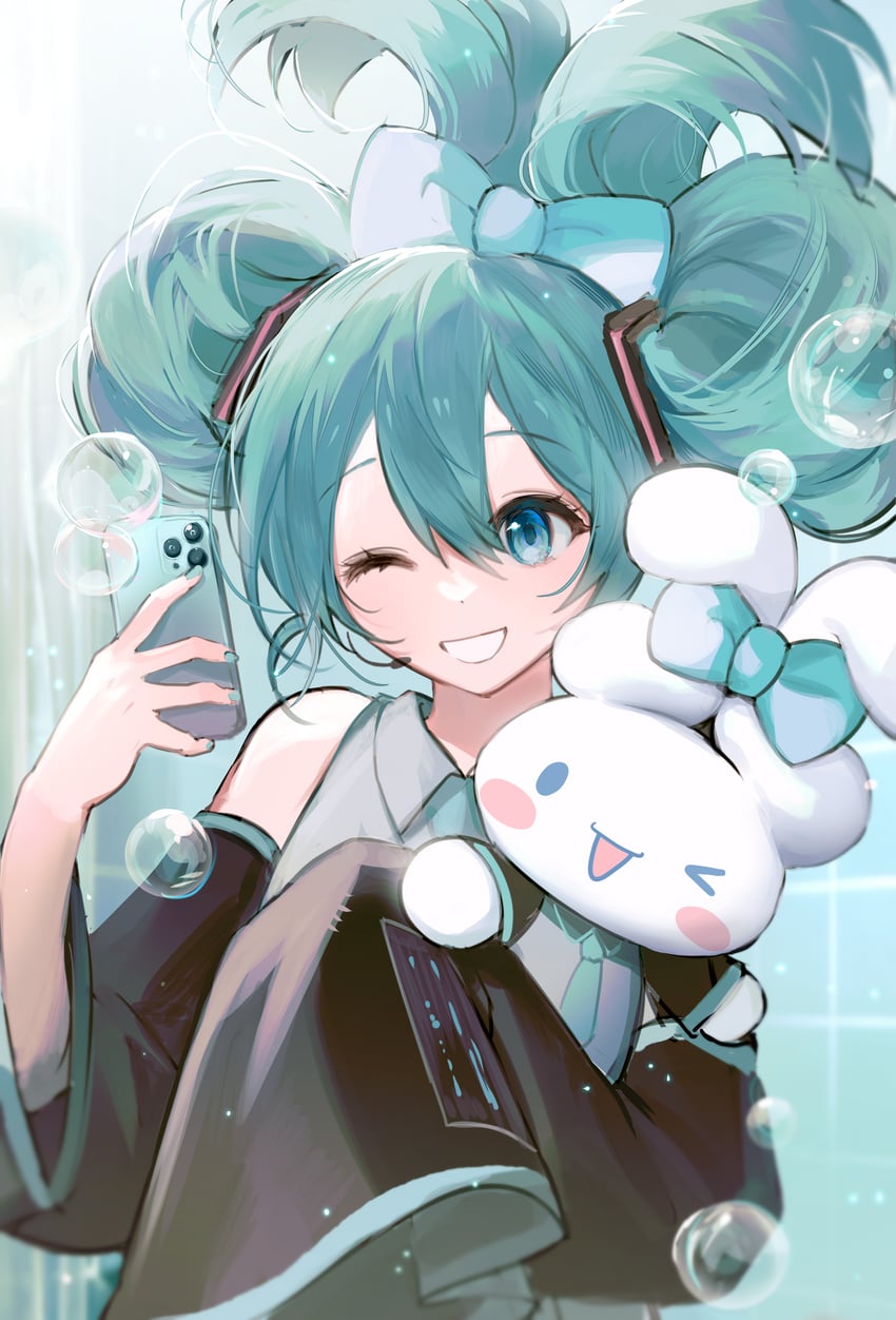 hatsune miku, cinnamoroll, and cinnamiku (vocaloid and 2 more) drawn by nannaspad