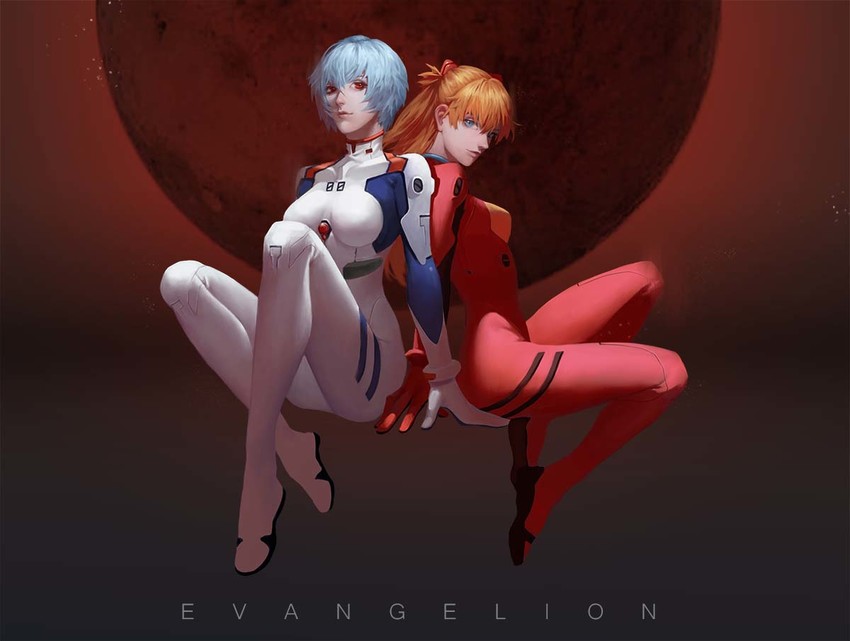souryuu asuka langley and ayanami rei (neon genesis evangelion) drawn by danial