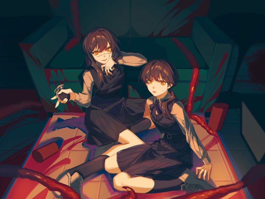 yoru and mitaka asa (chainsaw man) drawn by baozi21215