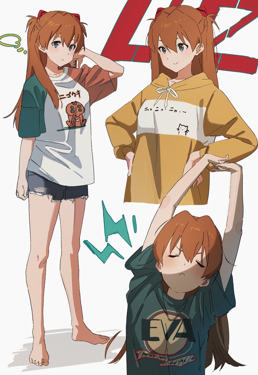 souryuu asuka langley and eva 02 (neon genesis evangelion) drawn by hajikkoneko