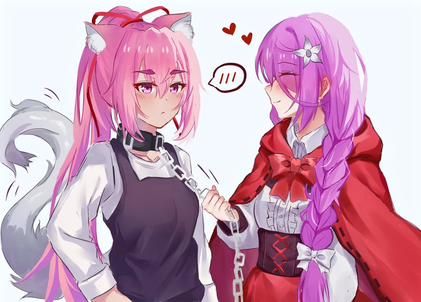 little red riding hood, big bad wolf, kura satomi, and tsukishiro monaka (heaven burns red and 1 more) drawn by lidce