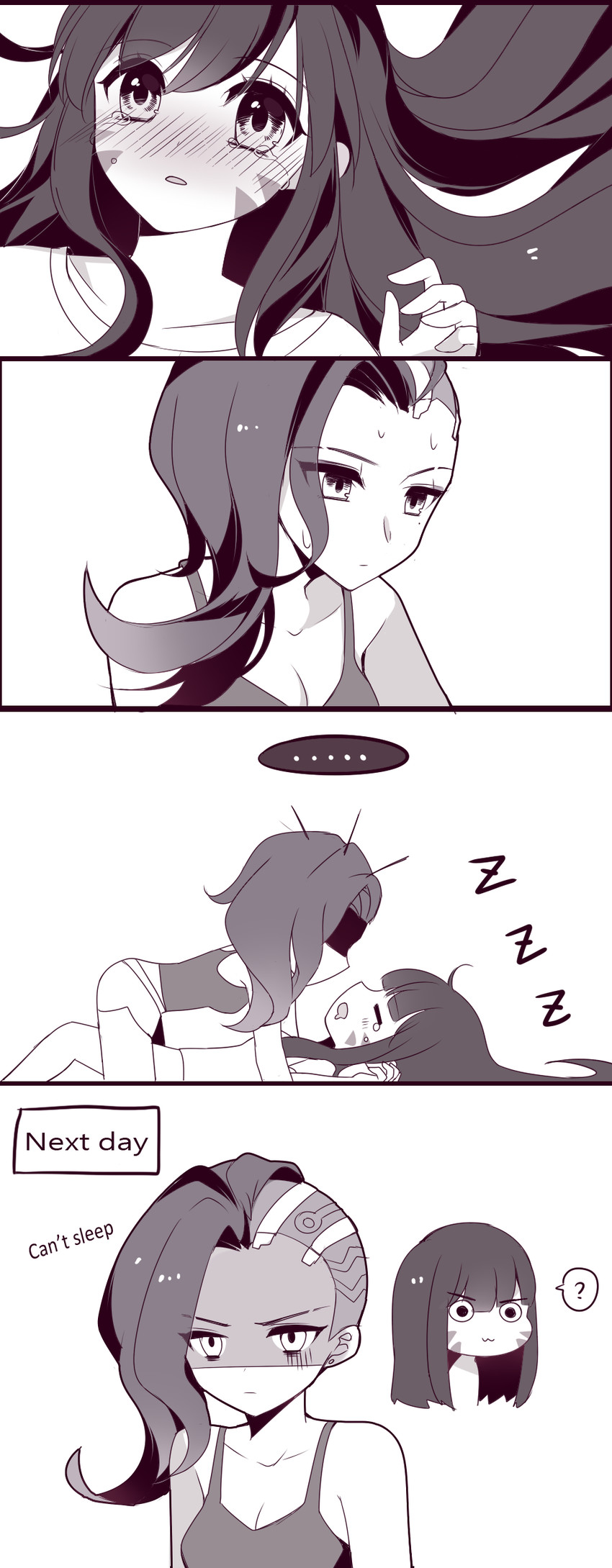 sombra and d.va (overwatch and 1 more) drawn by kaoruru_(sakuno2911)