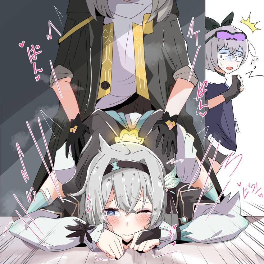 trailblazer, firefly, stelle, and silver wolf (honkai and 1 more) drawn by akabeko123