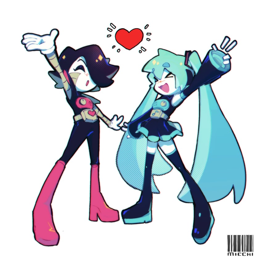 hatsune miku, mettaton, and mettaton ex (vocaloid and 1 more) drawn by swagamicchi