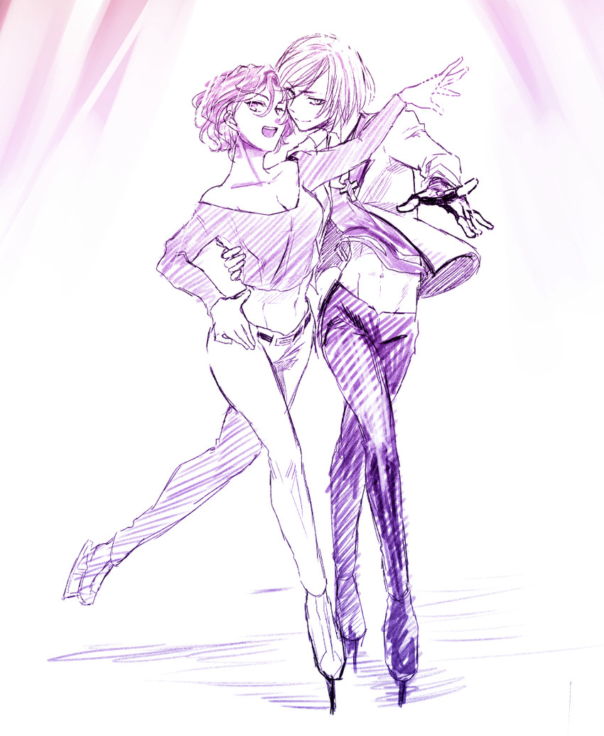 yuri plisetsky and mila babicheva (yuri!!! on ice) drawn by haruhi0816