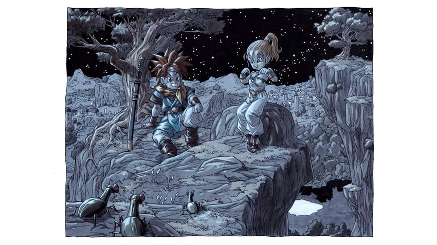 crono and marle (chrono trigger) drawn by toriyama_akira