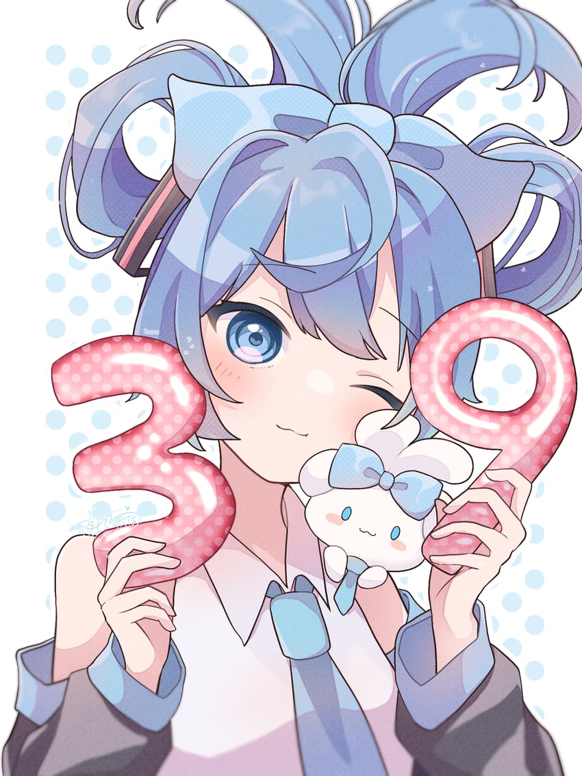 hatsune miku, cinnamoroll, and cinnamiku (vocaloid and 2 more) drawn by yorukumo_kana
