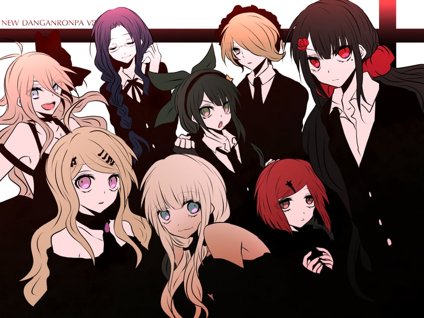 akamatsu kaede, harukawa maki, iruma miu, yumeno himiko, yonaga angie, and 3 more (danganronpa and 1 more) drawn by negi_(ngng_9)